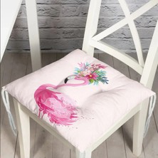 Rem Home Rengirenk Dekoratif Sandalye Minderi Beyaz Hayvan Bağcıklı 40 x 40 cm Mutfak Balkon Oturma Minderi