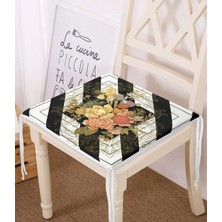 Rem Home Rengirenk Dekoratif Sandalye Minderi Sarı Çizgili 40 x 40 cm Mutfak Balkon Oturma Minderi