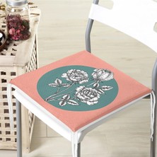 Rem Home Rengirenk Dekoratif Sandalye Minderi Beyaz Modern 40 x 40 cm Mutfak Balkon Oturma Minderi