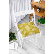 Rem Home Rengirenk Dekoratif Sandalye Minderi Beyaz Yaprak Bağcıklı 40 x 40 cm Mutfak Balkon Oturma Minderi