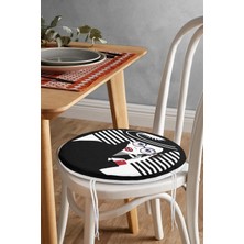 Rem Home Rengirenk Dekoratif Sandalye Minderi Beyaz Yuvarlak 40 x 40 cm Mutfak Balkon Oturma Minderi