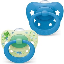 Nuk Signature Silikon Emzik, 2'li Set, 6-18 Ay, Erkek, Saklama Kutulu