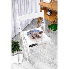 Rem Home Rengirenk Dekoratif Sandalye Minderi Beyaz Modern Bağcıklı 40 x 40 cm Mutfak Balkon Oturma Minderi