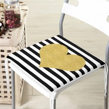 Rem Home Rengirenk Dekoratif Sandalye Minderi Beyaz Çizgili 40 x 40 cm Mutfak Balkon Oturma Minderi