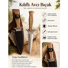 Kalemhane 35 cm Ahşap Kabzalı Kılıflı Avcı Bıçağı Sabit Ağızlı Kamp Outdoor Bıçağı