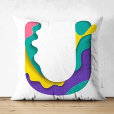 Rem Home Rengirenk Dekoratif Kırlent Kılıfı Beyaz Modern 43 x 43 cm Salon Koltuk Kanepe Yastık Kılıfı