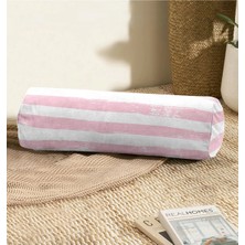 Rem Home Rengirenk Dekoratif Kırlent Kılıfı Pembe Çizgili 60 x 20 cm Salon Koltuk Kanepe Yastık Kılıfı