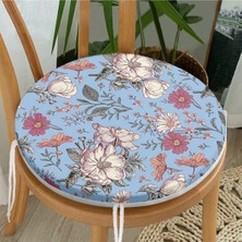 Rem Home Rengirenk Dekoratif Sandalye Minderi Mavi Modern Yuvarlak 40 x 40 cm Mutfak Balkon Oturma Minderi