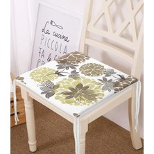 Rem Home Rengirenk Dekoratif Sandalye Minderi Beyaz Soyut 40 x 40 cm Mutfak Balkon Oturma Minderi