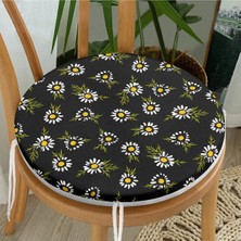 Rem Home Rengirenk Dekoratif Sandalye Minderi Siyah Modern Yuvarlak 40 x 40 cm Mutfak Balkon Oturma Minderi