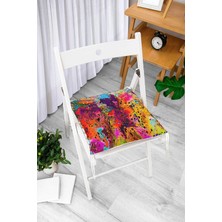 Rem Home Rengirenk Dekoratif Sandalye Minderi Beyaz Modern 40 x 40 cm Mutfak Balkon Oturma Minderi