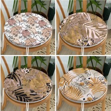 Rem Home Rengirenk Dekoratif Sandalye Minderi Sarı Yaprak Yuvarlak 40 x 40 cm Mutfak Balkon Oturma Minderi
