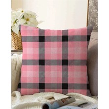 Rem Home Rengirenk Dekoratif Kırlent Kılıfı Siyah Ekose 43 x 43 cm Salon Koltuk Kanepe Yastık Kılıfı