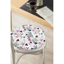 Rem Home Rengirenk Dekoratif Sandalye Minderi Geometrik Yuvarlak 40 x 40 cm Mutfak Balkon Oturma Minderi