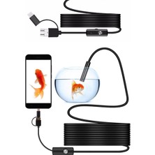 3-In-1 Endoskop Kamera, USB ve Android, Type-C Bağlantılı, 6 LED Işıklı, Kıvırlabilen Sert K