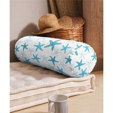 Rem Home Rengirenk Dekoratif Kırlent Kılıfı Mavi Yıldız 60 x 20 cm Salon Koltuk Kanepe Yastık Kılıfı