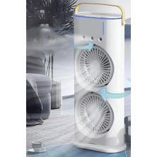 Şarjlı Spreyli Buzlu Fan Vantilatör / Çift Fanlı Buharlı Hava Soğutucu / 120ML / Kumandalı /
