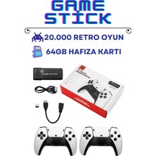 4K Kablosuz Çift Kol Retro Oyunlar Game Stick 64GB Hafıza 20000 Oyun Atari