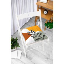 Rem Home Rengirenk Dekoratif Sandalye Minderi Beyaz Yaprak Bağcıklı 40 x 40 cm Mutfak Balkon Oturma Minderi