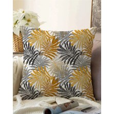 Rem Home Rengirenk Dekoratif Kırlent Kılıfı Sarı Yaprak 43 x 43 cm Salon Koltuk Kanepe Yastık Kılıfı