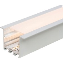 LED Alüminyum Profil Sıva Altı Kanal 1 Metre 2186 Sa 40X34MM Pleksi Cam Yan Kapak ve Yay Dahil