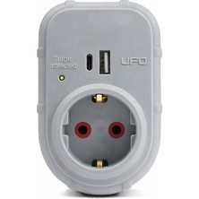Tekli Akım Korumalı 5V 2 4A USB ve Type-C ile Hızlı Şarj Anahtarlı Topraklı Priz Sürekli Kor