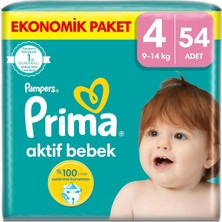 Prima Bebek Bezi Aktif Bebek 4 Beden 54 Adet Fırsat Paketi