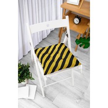 Rem Home Rengirenk Dekoratif Sandalye Minderi Beyaz Geometrik Bağcıklı 40 x 40 cm Mutfak Balkon Oturma Minderi