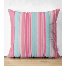 Rem Home Rengirenk Dekoratif Kırlent Kılıfı Pembe Düz 43 x 43 cm Salon Koltuk Kanepe Yastık Kılıfı