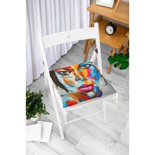 Rem Home Rengirenk Dekoratif Sandalye Minderi Beyaz Modern Bağcıklı 40 x 40 cm Mutfak Balkon Oturma Minderi
