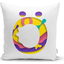 Rem Home Rengirenk Dekoratif Kırlent Kılıfı Beyaz 43 x 43 cm Salon Koltuk Kanepe Yastık Kılıfı