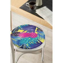 Rem Home Rengirenk Dekoratif Sandalye Minderi Sarı Modern Yuvarlak 40 x 40 cm Mutfak Balkon Oturma Minderi