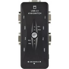 4 Port USB Kvm Switch, 4 Kasa 1 Monitör Switch, 4 Bilgisayarı Tek Elden Yönetin