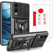 S25 Edge Kılıf 2x Ekran Koruyucu Dahil Kamera Kapağı Mıknatıslı Standlı Darbeye Dayanıklı