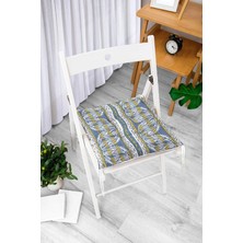 Rem Home Rengirenk Dekoratif Sandalye Minderi Beyaz Yaprak Bağcıklı 40 x 40 cm Mutfak Balkon Oturma Minderi