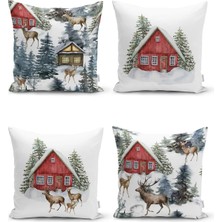 Rem Home Rengirenk Dekoratif Kırlent Kılıfı Beyaz Modern 43 x 43 cm Salon Koltuk Kanepe Yastık Kılıfı