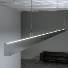 Ledarmy LED Kanal Alüminyum Profil Çift Yönlü Sarkıt Kasa 28x33mm 1 Metre 2144 ÇF Pleksi Cam Yan Kapak