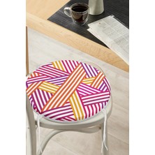 Rem Home Rengirenk Dekoratif Sandalye Minderi Sarı Modern Yuvarlak 40 x 40 cm Mutfak Balkon Oturma Minderi