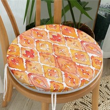 Rem Home Rengirenk Dekoratif Sandalye Minderi Sarı Yuvarlak 40 x 40 cm Mutfak Balkon Oturma Minderi
