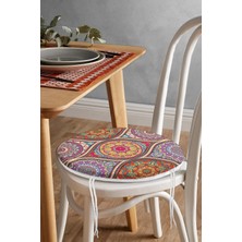 Rem Home Rengirenk Dekoratif Sandalye Minderi Yuvarlak 40 x 40 cm Mutfak Balkon Oturma Minderi