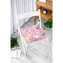 Rem Home Rengirenk Dekoratif Sandalye Minderi Beyaz Modern Bağcıklı 40 x 40 cm Mutfak Balkon Oturma Minderi