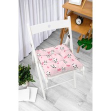 Rem Home Rengirenk Dekoratif Sandalye Minderi Beyaz Modern Bağcıklı 40 x 40 cm Mutfak Balkon Oturma Minderi