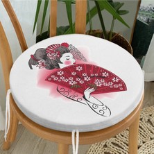 Rem Home Rengirenk Dekoratif Sandalye Minderi Kırmızı Yuvarlak 40 x 40 cm Mutfak Balkon Oturma Minderi