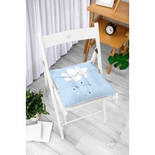 Rem Home Rengirenk Dekoratif Sandalye Minderi Beyaz Hayvan Bağcıklı 40 x 40 cm Mutfak Balkon Oturma Minderi