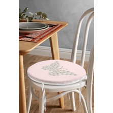Rem Home Rengirenk Dekoratif Sandalye Minderi Pembe Yuvarlak 40 x 40 cm Mutfak Balkon Oturma Minderi