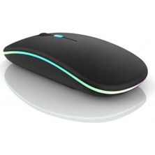 Kablosuz Mouse, Çift Modlu (Bluetooth 5.0 + 2.4ghz Usb) Şarj Edilebilir Rgb Işıklı Sessiz Mouse