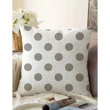 Rem Home Rengirenk Dekoratif Kırlent Kılıfı Gri Puantiye 43 x 43 cm Salon Koltuk Kanepe Yastık Kılıfı
