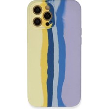 Esranın Dünyası Newface Apple Iphone 12 Pro Max Kılıf Ebruli Lansman Silikon - Sarı-Lila