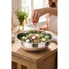 Battal Orbit Paslanmaz Çelik Salata ve Meyve Kasesi Çok Amaçlı Kase Saklama Kabı Karıştırma Kabı 25CM