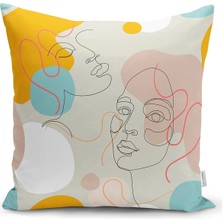 Rem Home Rengirenk Dekoratif Kırlent Kılıfı Sarı 43 x 43 cm Salon Koltuk Kanepe Yastık Kılıfı